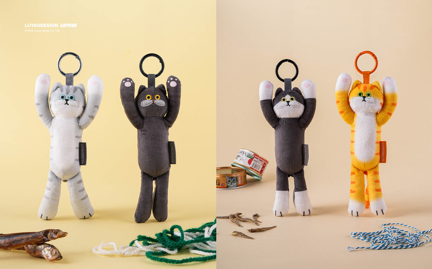 Luyao Design x Wky560 Studio Cat Hug Plush Keychain