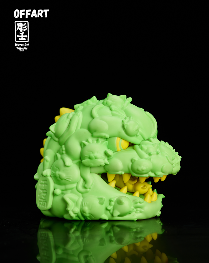 OFFART × Horiren Hundred Cats Guren Thermo Purple Flame Fusion Mini Bust Godzilla Head