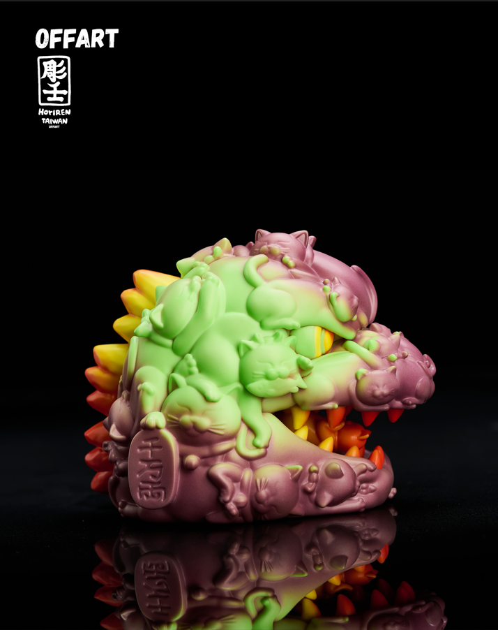 OFFART × Horiren Hundred Cats Guren Thermo Purple Flame Fusion Mini Bust Godzilla Head