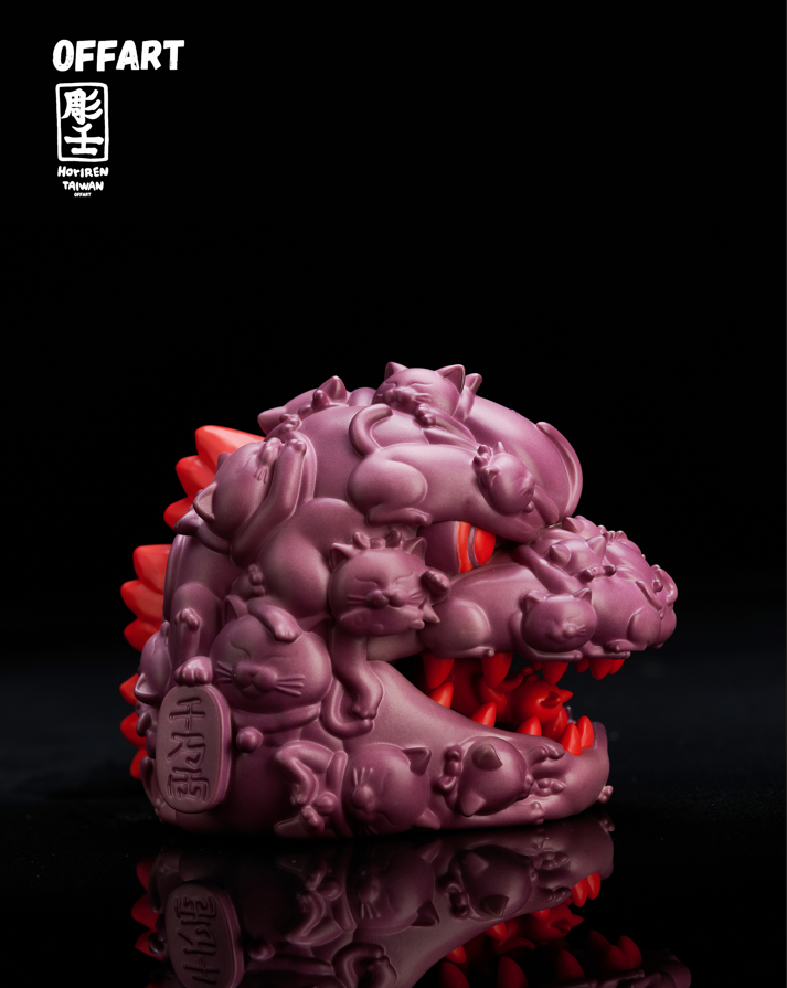 OFFART × Horiren Hundred Cats Guren Thermo Purple Flame Fusion Mini Bust Godzilla Head