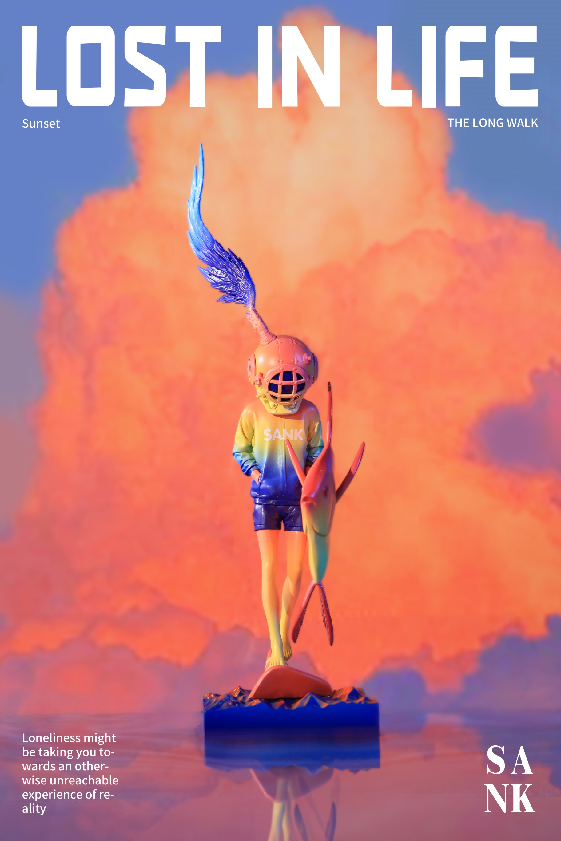 Sank Lost in Life The Long Walk Sunset | UV Reactive Art Sculpture