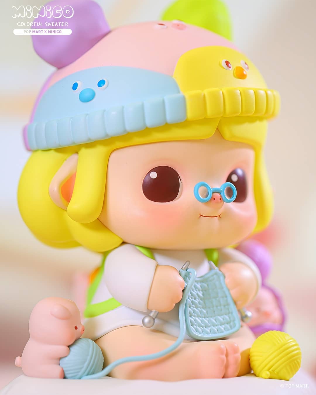 Minico Pand Minico Colorful Sweater Figure by Pop Mart – Cozy Vinyl Collectible ...
