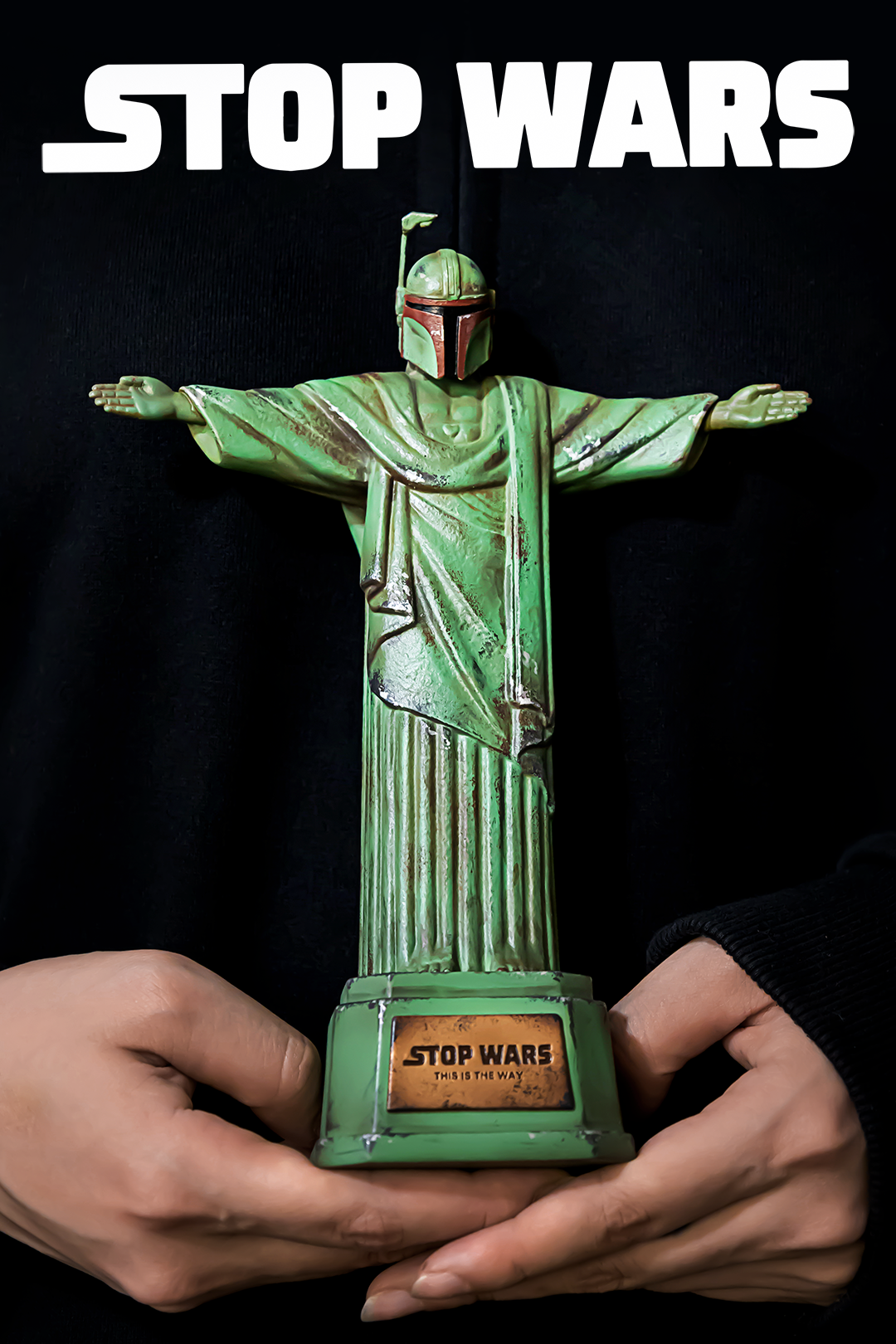 Stop Wars Mandalorian art toy front