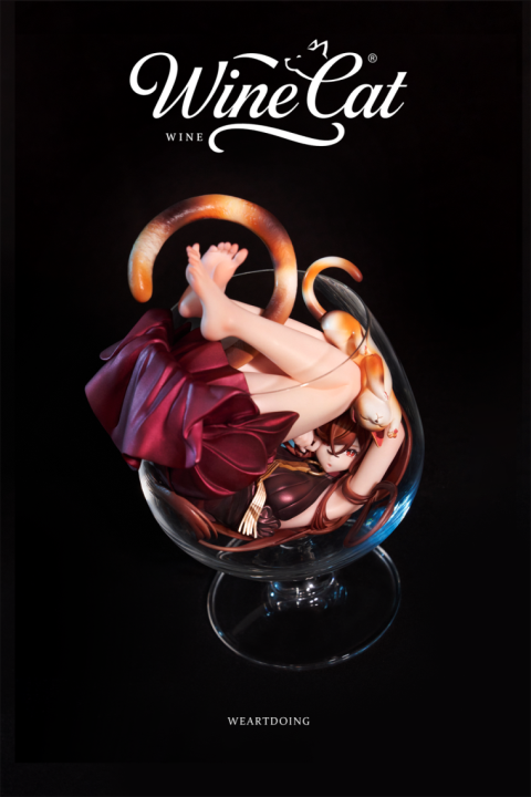 WeArtDoing Wine Cat Red Art Figure