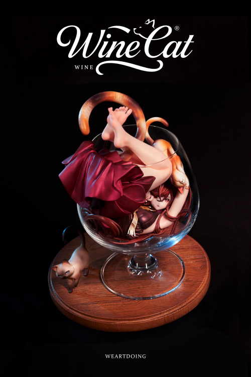 WeArtDoing Wine Cat Red Art Figure
